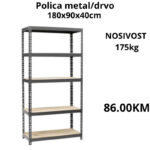 Metalna polica, polica metal/drvo