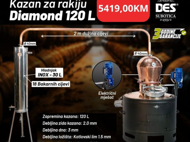 Kazan za rakiju DIAMOND 120l Subotica