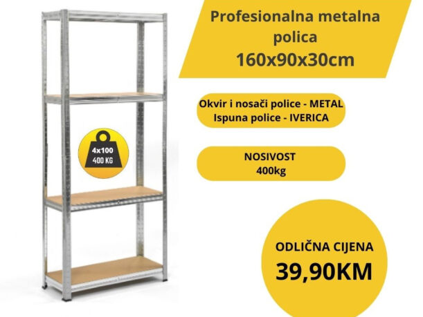 Metalna polica police 160x90x30cm